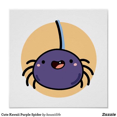 Cute Kawaii Purple Spider Poster In 2021 Kawaii Spider