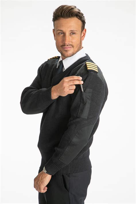 Navy Pilot Uniform Military Style Sweater With Shoulderelbow P