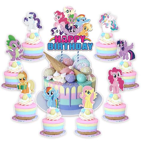 Buy 25pcs Pony Birthday Party Supplies Pony Cake Decorations With 1pc