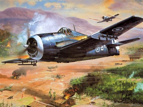 Patriotic War Aircraft Paintings Of World War 2 Planes Paintings