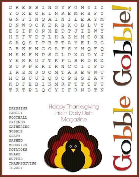 Thanksgiving Word Search Printable Pdf