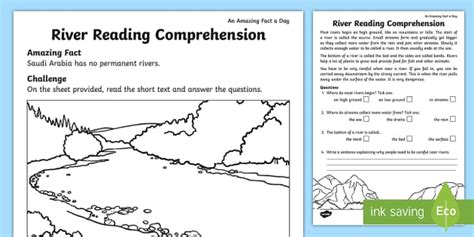 Rivers Reading Comprehension Worksheet Sese Resources