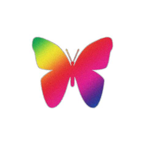 Rainbow Butterfly Glitter Sticker Design Transparent Background