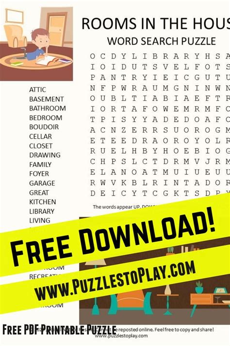 Rooms House Word Search Puzzle Artofit