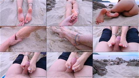 Public Footjob On A Beach Long Toes And Amazing Feet And Body Public