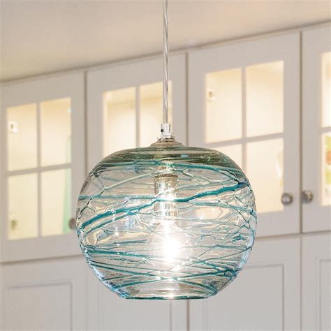 Swirling Glass Globe Mini Pendant Light Beach House Lighting Glass
