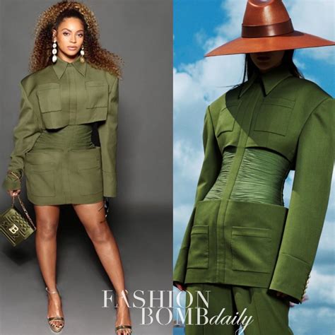 Beyonce Attends Queen And Slim Screening In Olive Green Balmain Resort 2020 Look And Brother