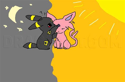How To Draw Espeon And Umbreon Coloring Page Trace Drawing