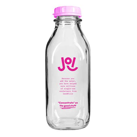 Joi Branded 1 Litre Glass Milk Bottle 4 Cups Reusable Resealable