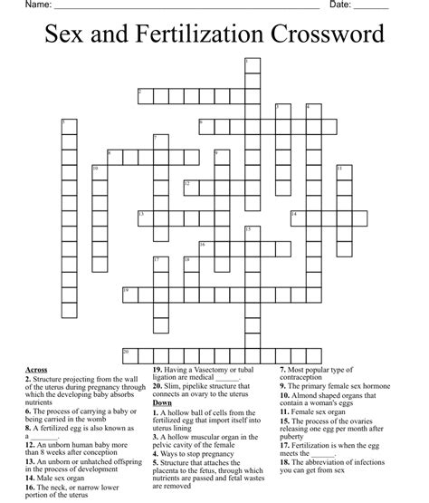 Sex And Fertilization Crossword Wordmint