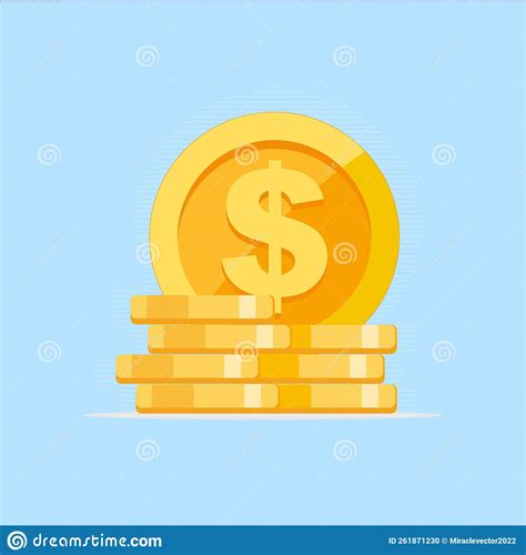 The Stacks Of Gold Coins Dollar Symbol Vector Illustration Stock