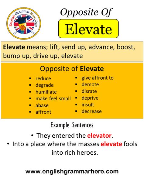Opposite Of Elevate Antonyms Of Elevate Meaning And Example Sentences