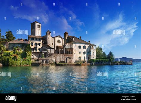 San Giulio Island Orta Lake Piedmont Italy Stock Photo Alamy