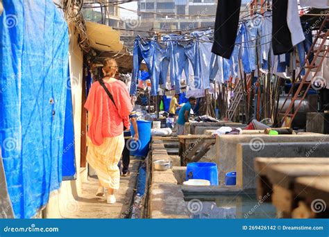 December 21 2022 Mumbai Maharashtra India People Washing Clothes In Dhobi Ghat Laundry