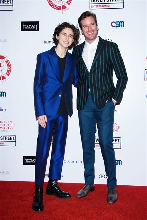 timothée chalamet and armie hammer pose for prom at the london film critics circle awards tom