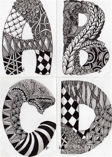 Zentangle Letters A Is For Andy Etc Zentangle Patterns Zentangle