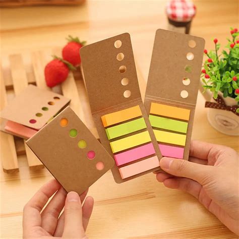 Hot 1pc Kraft Paper Cover Memo Pad Sticky Notes Memo Notepad Bookmark