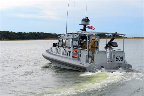 A 34 Foot Patrol Boat Assigned To Coastal Riverine Squadron 4 Departs Mile Hammock Bay On Camp