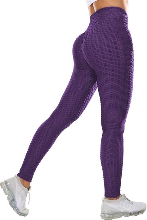 qric women anti cellulite waffle leggings honeycomb high waist yoga pants bubble textured