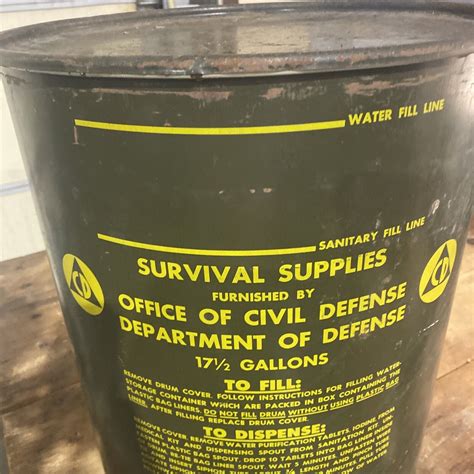 Vintage Cold War Civil Defense Drinking Water Barrel Drum Survival