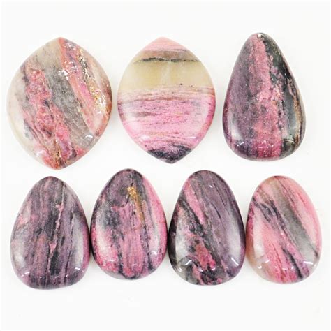 Rhodonite Polished Cabochons Gem Lot 394 Ct 7pcs Catawiki