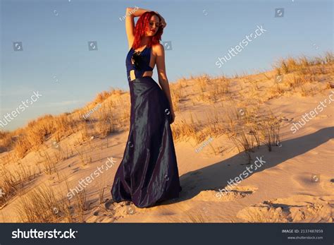 Full Length Portrait Redhead Woman Wearing Stock Photo 2137487859