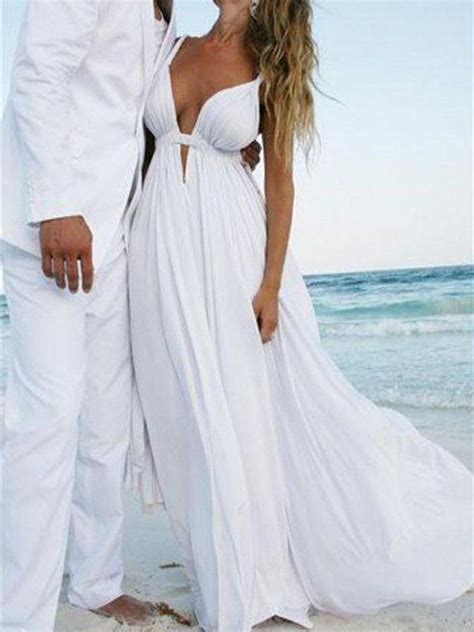 Unique Sexy Simple Casual Cheap White Beach Wedding