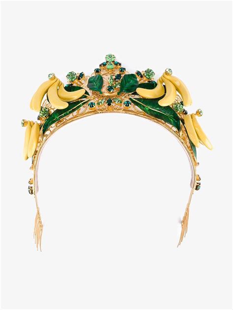 Dolce And Gabbana Filigree Crown Tiara In Green Lyst