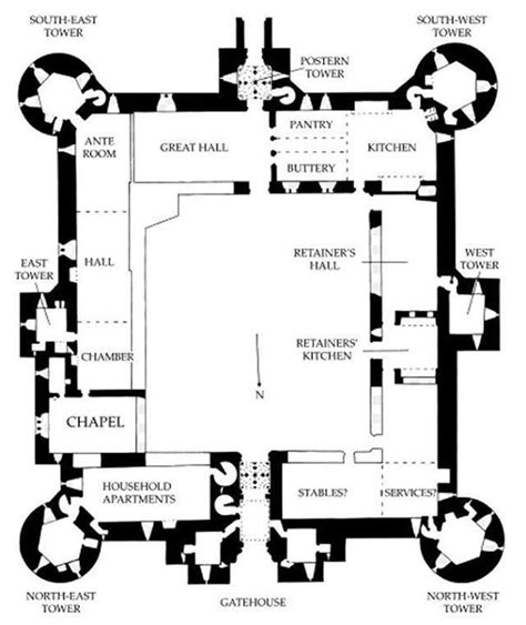 Floor Plan Blueprint Bodiam Castle Castle Layout Medieval Castle