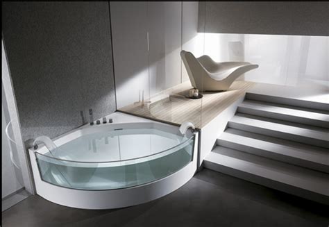 Jacuzzi baths are meant to provide a relaxing experience and so, the bath tubs come with facilities to put you at ease. a quarter glass bathtub and jacuzzi ideas - Iroonie.com
