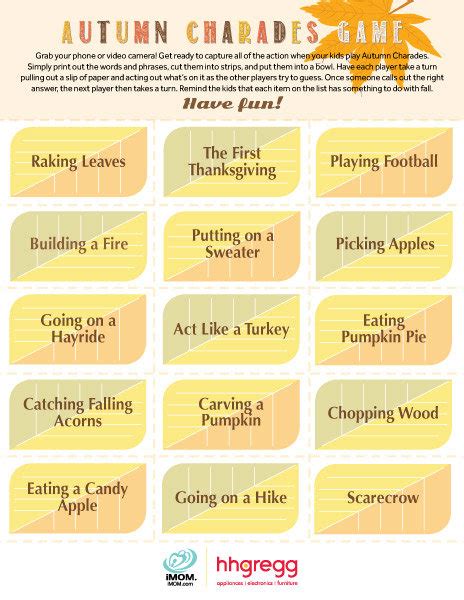 Autumn Charades Game Imom