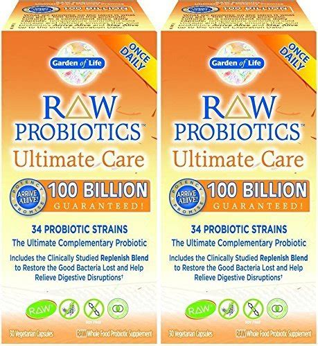 Raw Probiotics Ultimate Care 100 Billion Garden Of Life 30 Vcaps 2 Pck