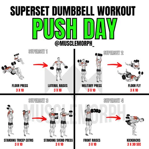 Superset Dumbbell Push Day Dumbell Workout Push Day Workout Pull