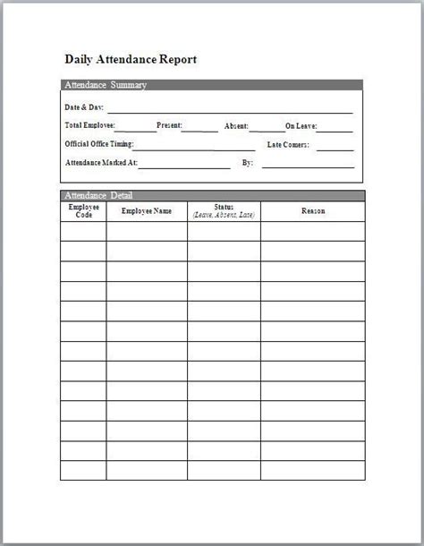 Employee Daily Report Template 3 Templates Example Templates