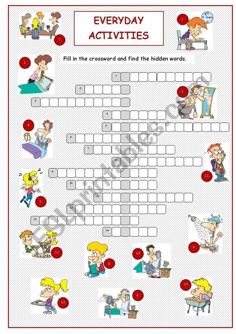 Easy Crossword On Daily Routine Vocabulary Key Included Have A Nice