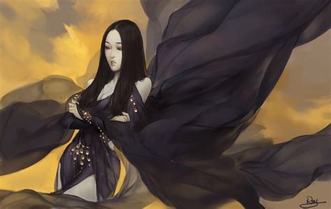 Anime Fantasy Original Princess Black Dress Long Hair Wallpaper