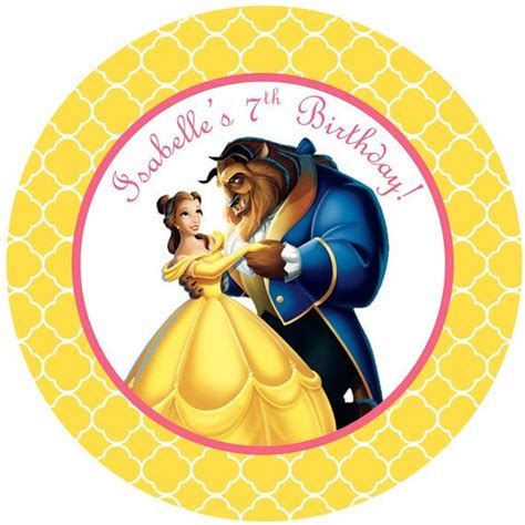 Beauty And The Beast Personalized Sticker Birthday Label Belle Party