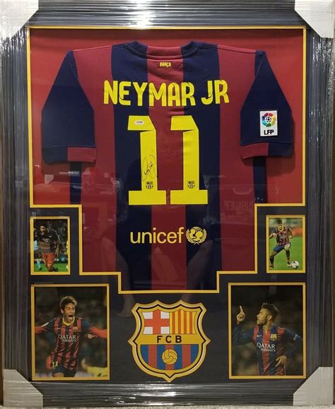 Neymar Jr Autographed Signed Barcelona Jersey Custom Framed Psa Coa