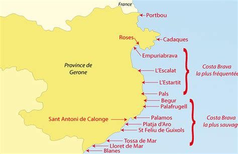 Carte Costa Brava En Espagne Carte Touristique De La Costa Brava