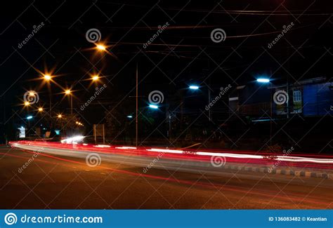 Car Headlights And Night Street Lamps Stock Photo Image Of Beautiful