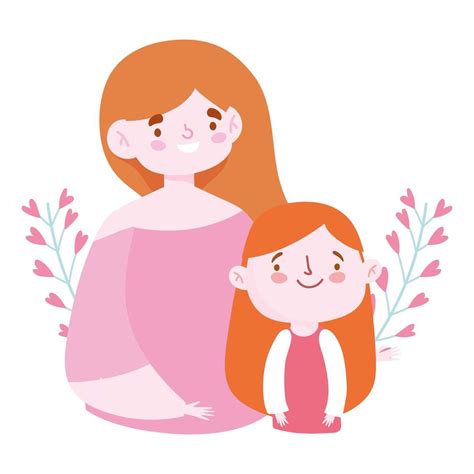 Dibujos Animados De Personajes De Madre E Hija Día De La Familia