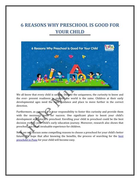 Ppt 6 Reasons Why Preschool Is Good For Your Child Powerpoint