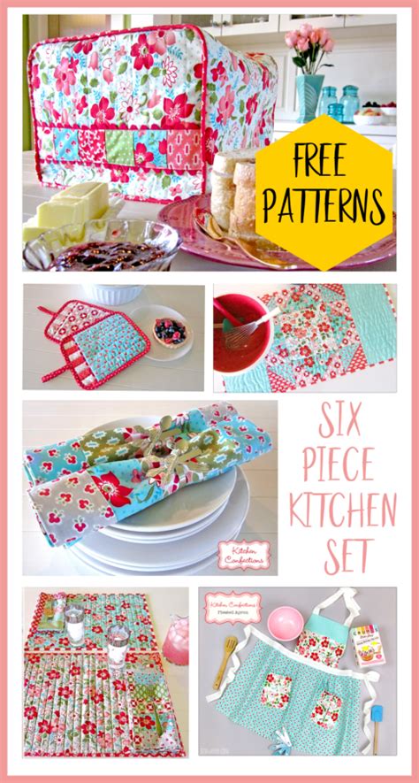 Six Piece Kitchen Set With Free Patterns With Images Easy Sewing