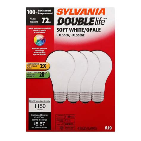 Sylvania Double Life A19 100 Watt Soft White Halogen Light Bulbs Shop