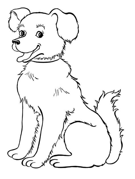 Coloring Dog Pages Kids Easy Colouring Dogs Clipart Puppy Printable