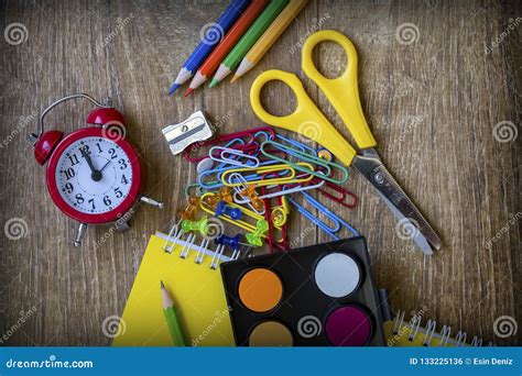 School And Office Equipment Stationery Materials Stock Photo Image