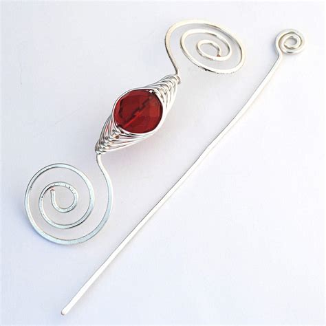 July Ruby Red Shawl Pin Noteworthy Birthstone Silver Crafty