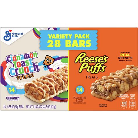 buy reese s puffs cinnamon toast crunch cereal treat bars variety pack 28 ct online at lowest
