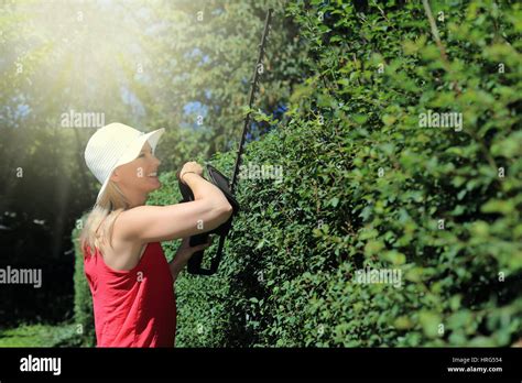Woman Trimming Bushes Hi Res Stock Photography And Images Alamy