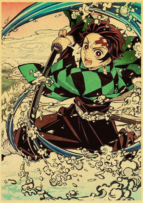 Demon Slayer Poster Tanjiro Action Water Breathing Kimetsu No Yaiba